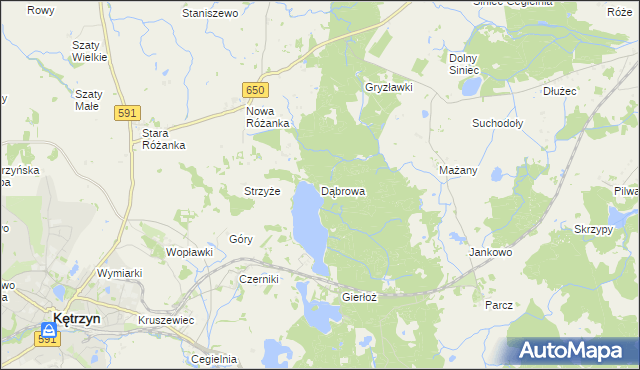 mapa Dąbrowa gmina Kętrzyn, Dąbrowa gmina Kętrzyn na mapie Targeo