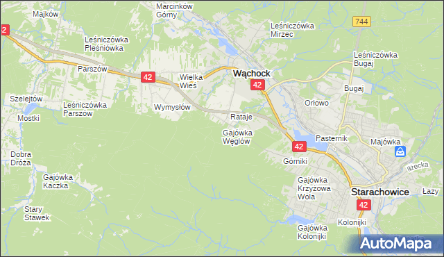 mapa Gajówka Węglów, Gajówka Węglów na mapie Targeo