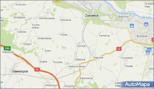 mapa Glinica gmina Żukowice, Glinica gmina Żukowice na mapie Targeo