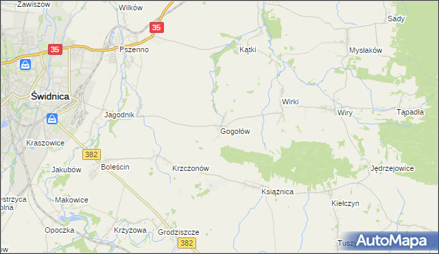 mapa Gogołów gmina Świdnica, Gogołów gmina Świdnica na mapie Targeo