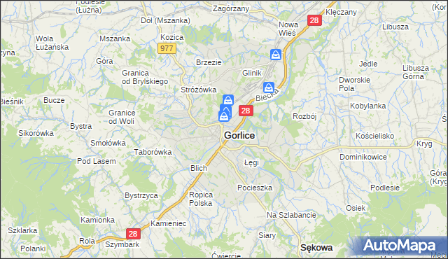 mapa Gorlic, Gorlice na mapie Targeo