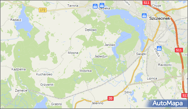 mapa Jadwiżyn gmina Szczecinek, Jadwiżyn gmina Szczecinek na mapie Targeo