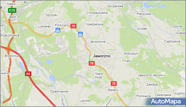 mapa Jaworzno, Jaworzno na mapie Targeo