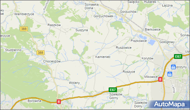 mapa Kamieniec gmina Kłodzko, Kamieniec gmina Kłodzko na mapie Targeo