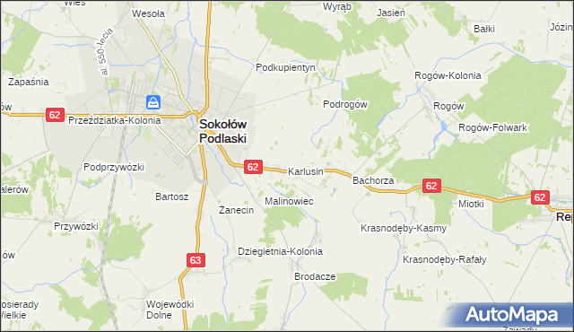 mapa Karlusin, Karlusin na mapie Targeo