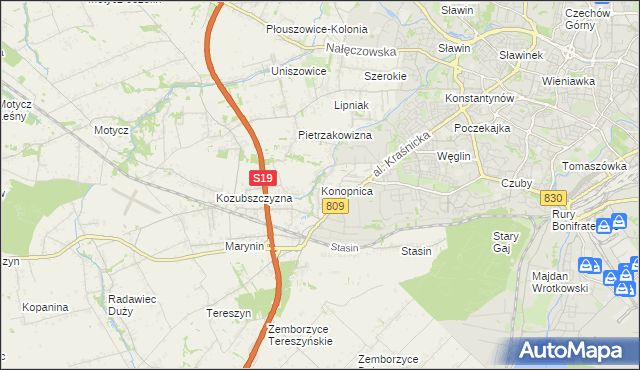 mapa Konopnica powiat lubelski, Konopnica powiat lubelski na mapie Targeo
