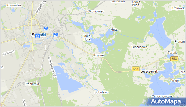 mapa Krzywe gmina Suwałki, Krzywe gmina Suwałki na mapie Targeo
