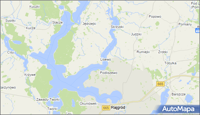 mapa Lisewo gmina Kalinowo, Lisewo gmina Kalinowo na mapie Targeo