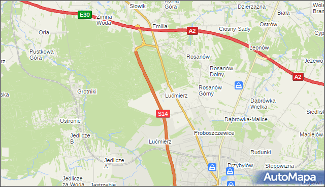 mapa Lućmierz-Ośrodek, Lućmierz-Ośrodek na mapie Targeo