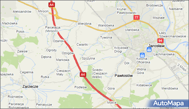 mapa Maleniska gmina Pawłosiów, Maleniska gmina Pawłosiów na mapie Targeo