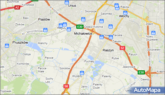 mapa Michałowice-Wieś, Michałowice-Wieś na mapie Targeo