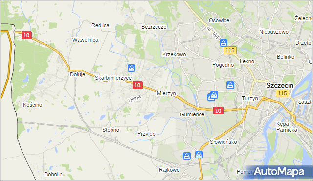 mapa Mierzyn gmina Dobra (Szczecińska), Mierzyn gmina Dobra (Szczecińska) na mapie Targeo