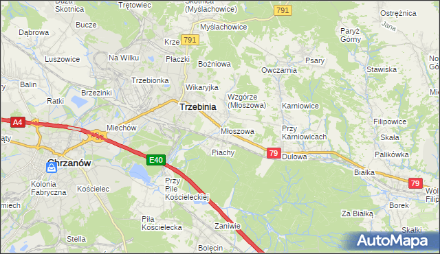 mapa Młoszowa, Młoszowa na mapie Targeo