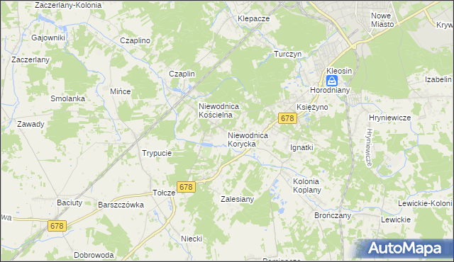 mapa Niewodnica Korycka, Niewodnica Korycka na mapie Targeo