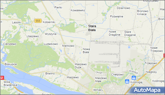 mapa Nowa Biała gmina Stara Biała, Nowa Biała gmina Stara Biała na mapie Targeo
