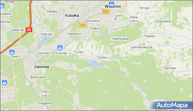 mapa Ossów, Ossów na mapie Targeo