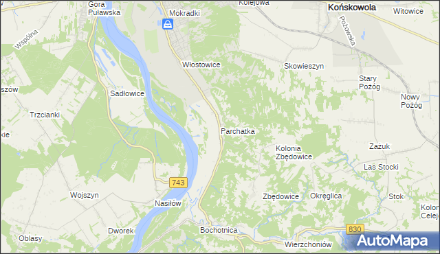 mapa Parchatka, Parchatka na mapie Targeo