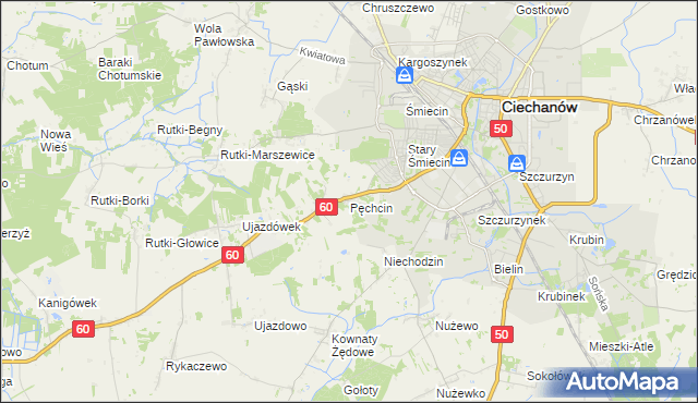 mapa Pęchcin, Pęchcin na mapie Targeo