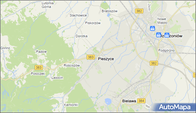 mapa Pieszyce, Pieszyce na mapie Targeo