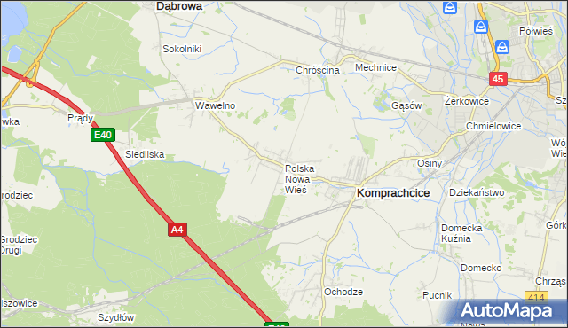 mapa Polska Nowa Wieś, Polska Nowa Wieś na mapie Targeo