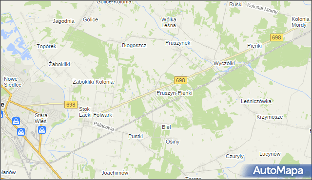 mapa Pruszyn-Pieńki, Pruszyn-Pieńki na mapie Targeo