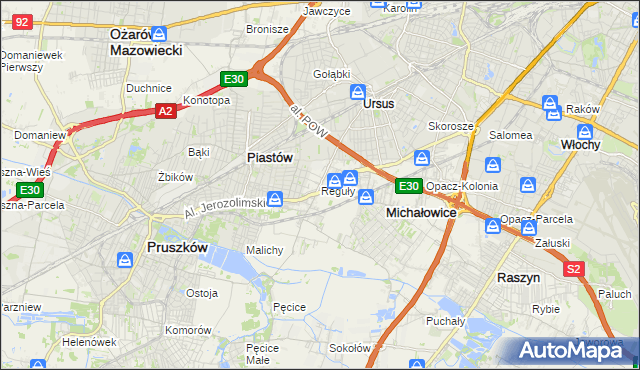 mapa Reguły, Reguły na mapie Targeo