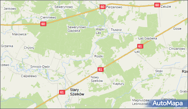 mapa Rostki gmina Szelków, Rostki gmina Szelków na mapie Targeo