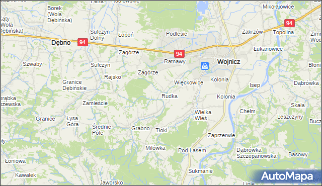 mapa Rudka gmina Wojnicz, Rudka gmina Wojnicz na mapie Targeo