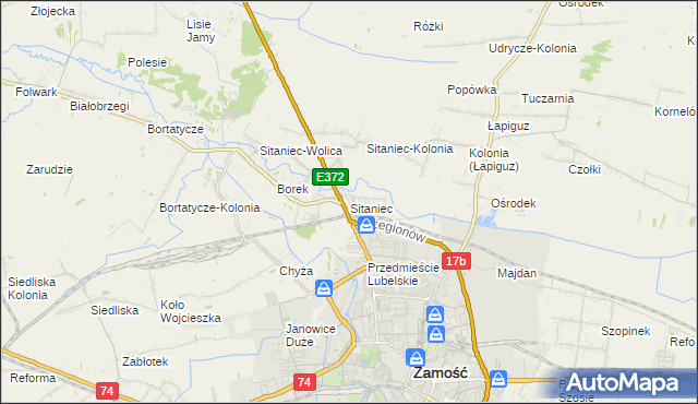 mapa Sitaniec, Sitaniec na mapie Targeo