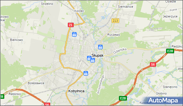 mapa Słupska, Słupsk na mapie Targeo