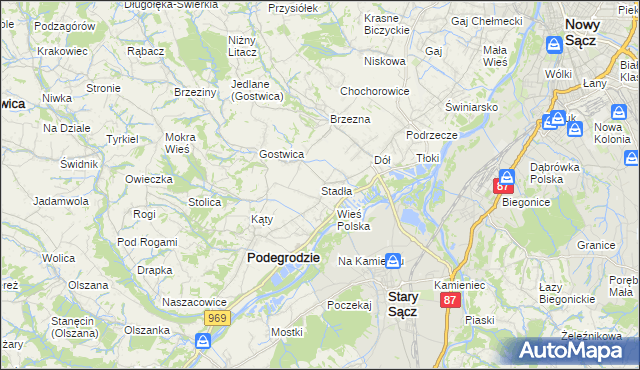 mapa Stadła, Stadła na mapie Targeo