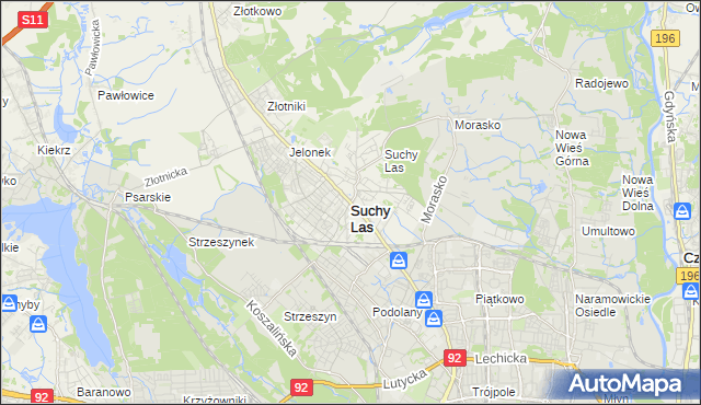 mapa Suchy Las powiat poznański, Suchy Las powiat poznański na mapie Targeo