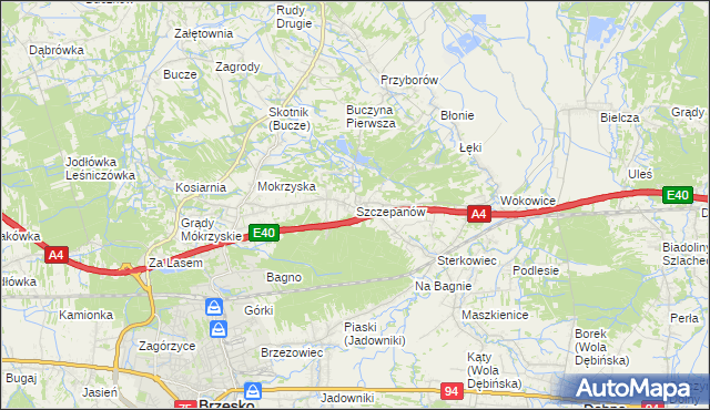 mapa Szczepanów gmina Brzesko, Szczepanów gmina Brzesko na mapie Targeo