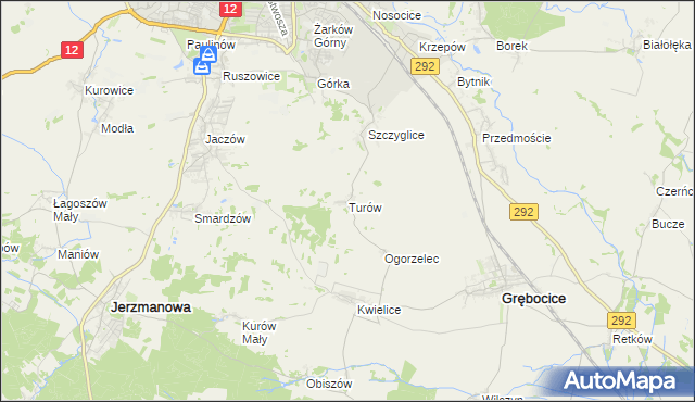mapa Turów gmina Głogów, Turów gmina Głogów na mapie Targeo