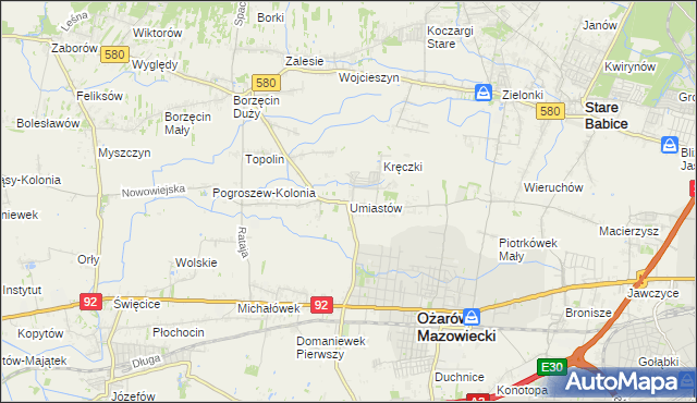 mapa Umiastów, Umiastów na mapie Targeo