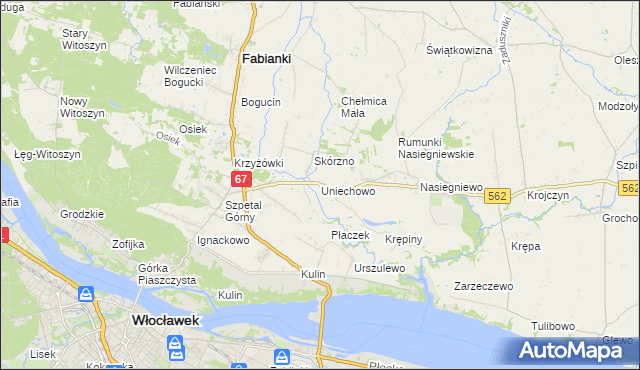 mapa Uniechowo, Uniechowo na mapie Targeo