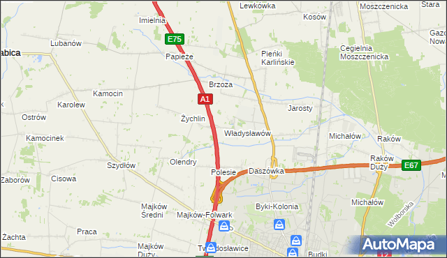 mapa Władysławów gmina Grabica, Władysławów gmina Grabica na mapie Targeo