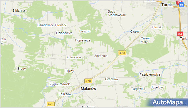 mapa Żdżenice, Żdżenice na mapie Targeo