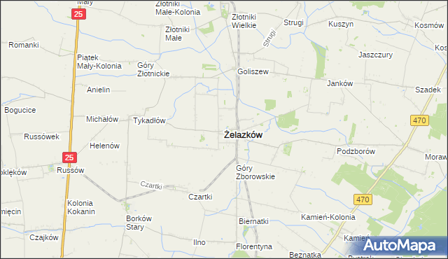 mapa Żelazków powiat kaliski, Żelazków powiat kaliski na mapie Targeo