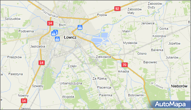 mapa Zielkowice, Zielkowice na mapie Targeo