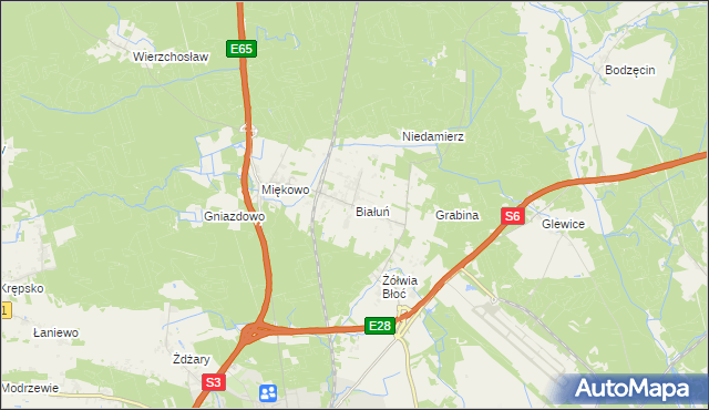 mapa Białuń gmina Goleniów, Białuń gmina Goleniów na mapie Targeo