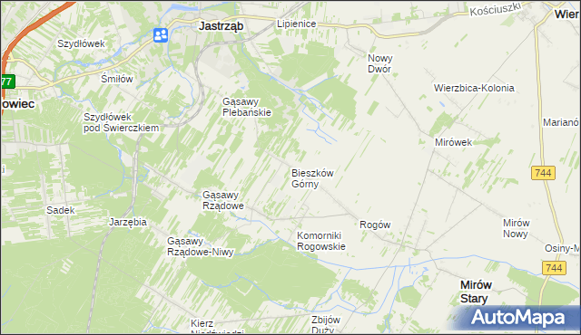 mapa Bieszków Górny, Bieszków Górny na mapie Targeo