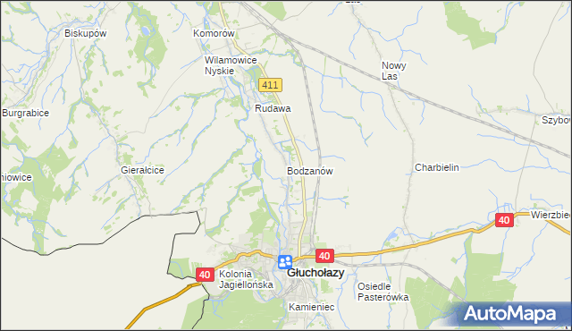 mapa Bodzanów gmina Głuchołazy, Bodzanów gmina Głuchołazy na mapie Targeo