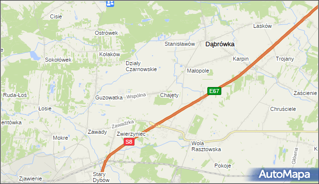 mapa Chajęty, Chajęty na mapie Targeo