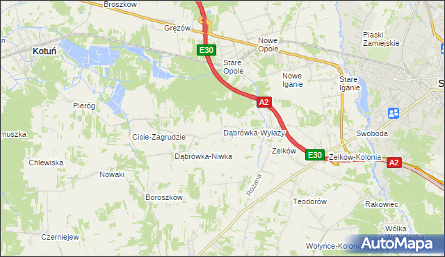 mapa Dąbrówka-Wyłazy, Dąbrówka-Wyłazy na mapie Targeo