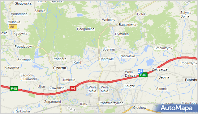 mapa Dąbrówki gmina Czarna, Dąbrówki gmina Czarna na mapie Targeo