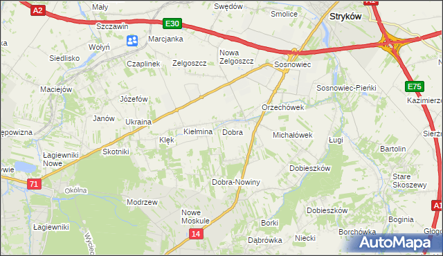 mapa Dobra gmina Stryków, Dobra gmina Stryków na mapie Targeo