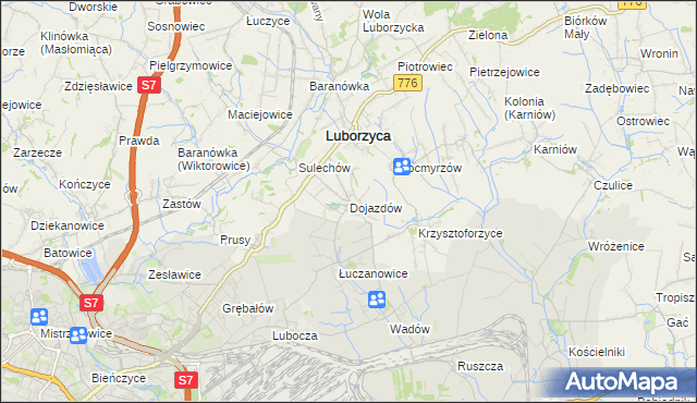 mapa Dojazdów, Dojazdów na mapie Targeo