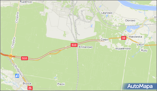 mapa Emilianowo gmina Nowa Wieś Wielka, Emilianowo gmina Nowa Wieś Wielka na mapie Targeo