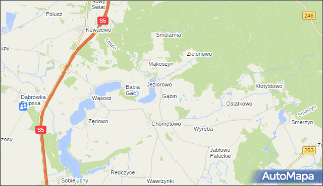 mapa Gąbin gmina Szubin, Gąbin gmina Szubin na mapie Targeo